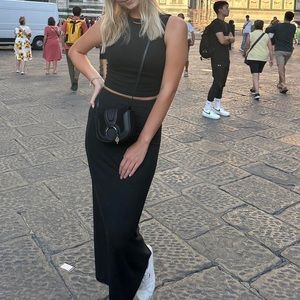 Black two piece skirt set